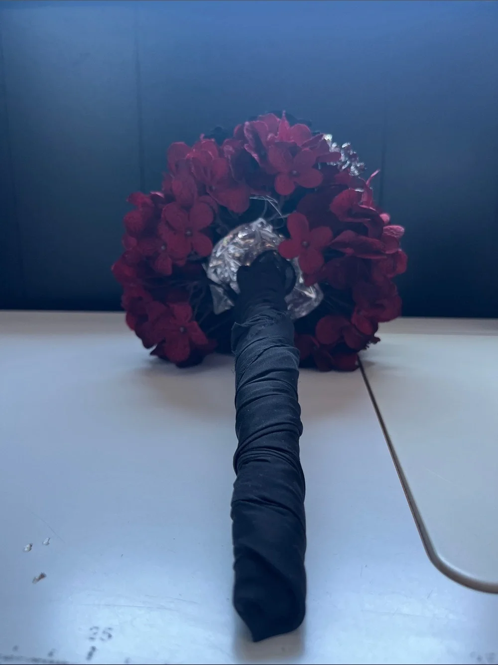 Black & Deep Red Floal Bouquet with Crystal Accents